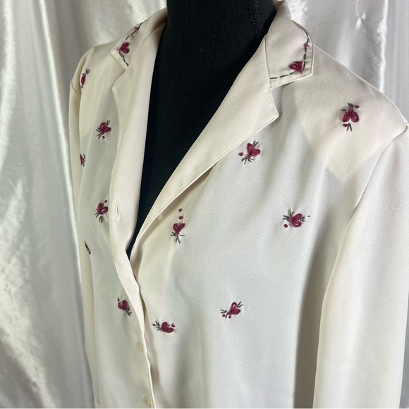Vintage Embroidered Cream Button Down Shirt | Size 10 | Cottagecore Academia - Picture 3 of 16